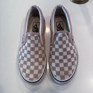 Vans Checkered Slip-On Sneakers - tan and White